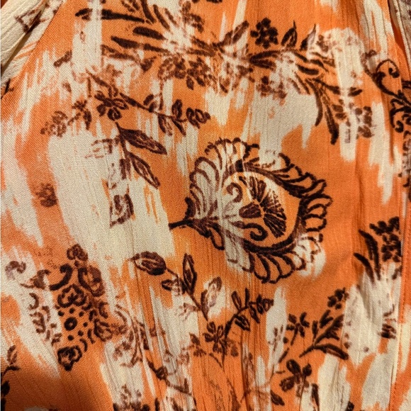 Frye Cadmium Orange Combo Tiered Front Button Dress Western Floral Cowgirl Small - Picture 7 of 16